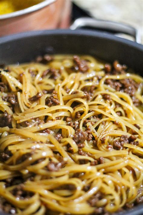 You get two loaded potato halves filled with a creamy and cheesy mixture that comes together in. Mongolian Ground Beef Noodles - Jen Around the World ...