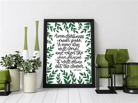 Even Darkness Must Pass Jrr Tolkien Quote 11x14 Digital Etsy