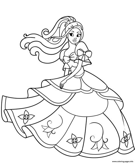 dancing barbie princess coloring page printable