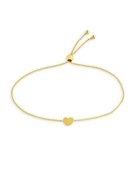 Saks Fifth Avenue 14k Yellow Gold Heart Bolo Bracelet On Sale Saks
