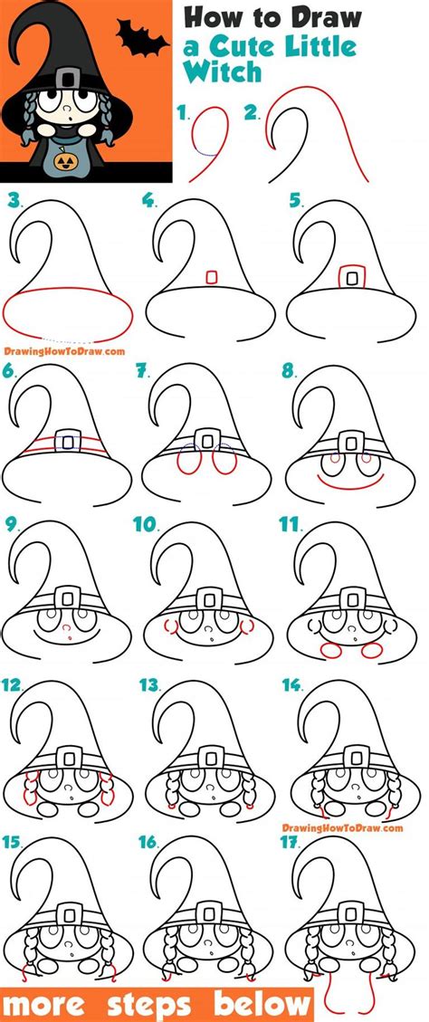 Cute animals drawing, drawing lesson for kids. How to Draw a Cute Cartoon Kid Dressed Up as a Witch for ...