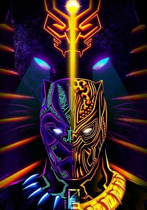 1080p Black Panther Neon Wallpaper