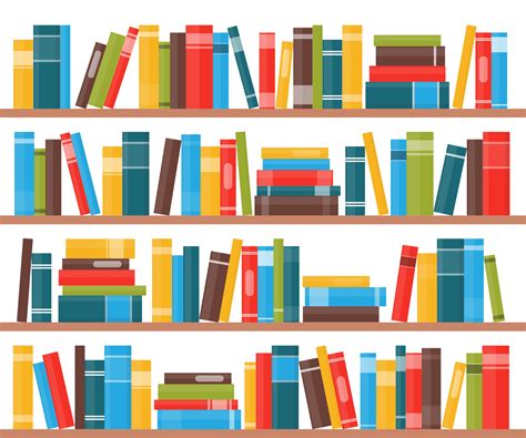 Book Shelves With Multicolored Book Spines Books On A Shelf Vector
