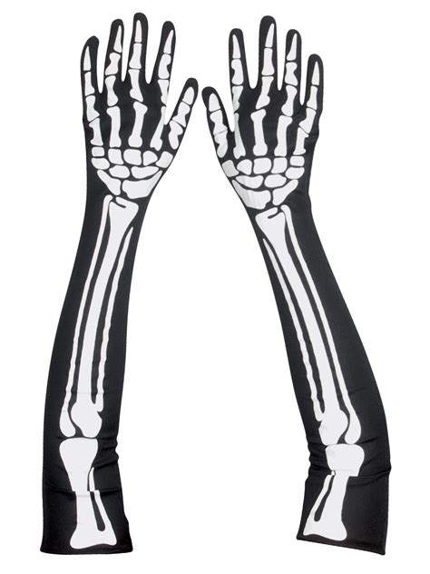 Star Power Spooky Halloween Skeleton Bones Gloves Black White One