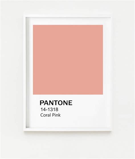 Coral Pink Color Print Pantone Pantone Poster Pantone Art Etsy