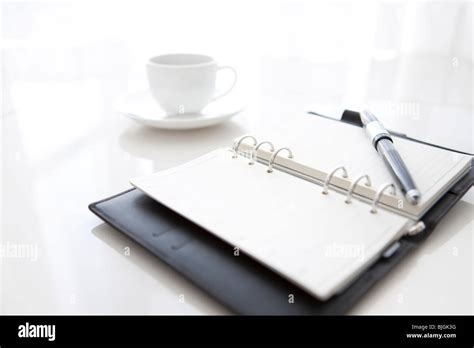 Diary Pen And Coffee Cup Stock Photo Alamy