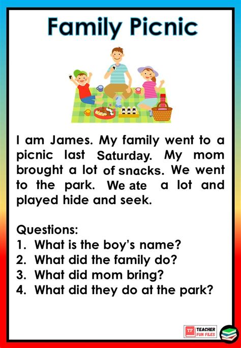 Teacher Fun Files Reading With Comprehension Questions