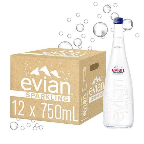 Evian Sparkling Carbonated Natural Mineral Water 750ml Glass Bottle X