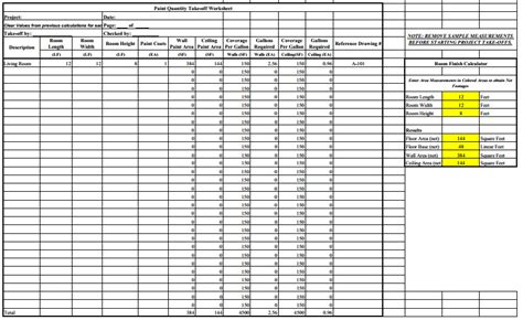 Didnt they used to put out set checklists online for download in excel format? Construction Take-off sheets | Paint Quantity Takeoff Sheet