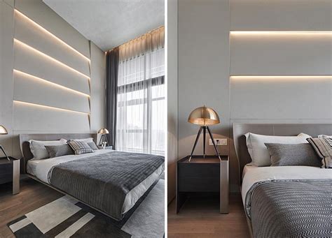 A Layered Accent Wall With Indirect Lighting Creates A Glow Above The