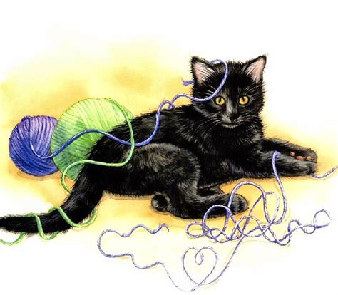 Kitten And Yarn Black Cats Pinterest