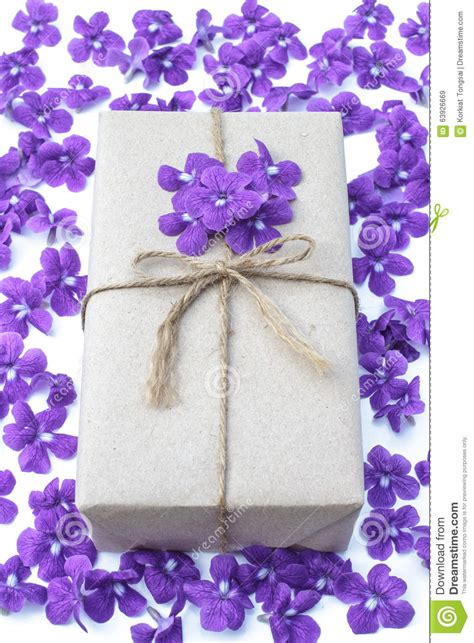 Get ideas and start planning your perfect gift packaging today! Gift Box Package Wrapped With Paper And Rope With Purple ...