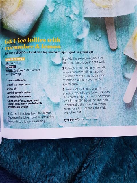 Slimming world G&T ice lollies with lemon and cucumber ...