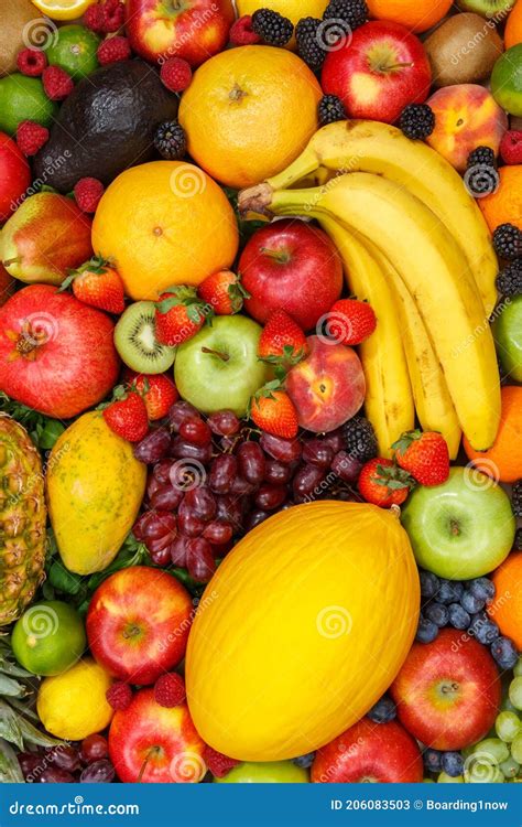 Food Background Fruits Collection Apples Berries Portrait Format Banana