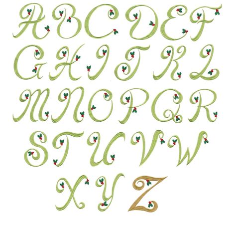 Elegant Christmas Holly Monogram Alphabet Monogram Alphabet Machine