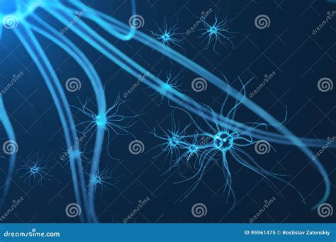 Conceptual Illustration Of Neuron Cells With Glowing Link Knots