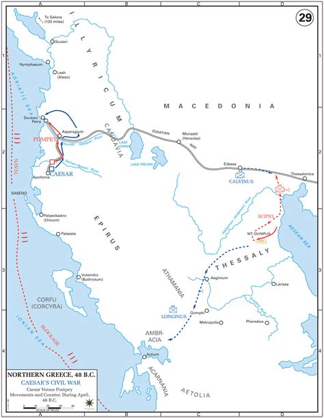 Map Of Northern Greece Roman Civil War April 48 Bc