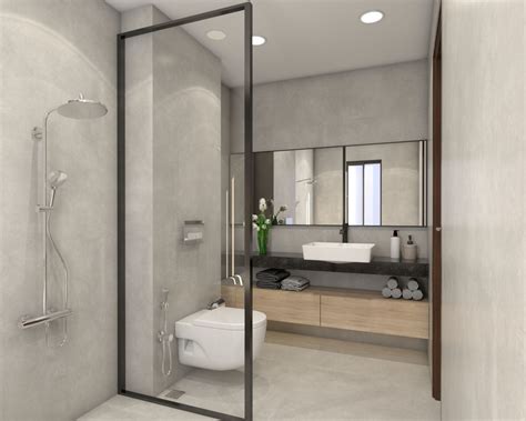 Contemporary Glass Partition Bathroom Livspace
