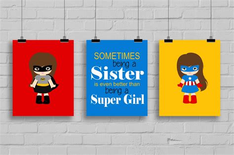 Super Sisters Art Superhero Sister Prints Girl Superhero