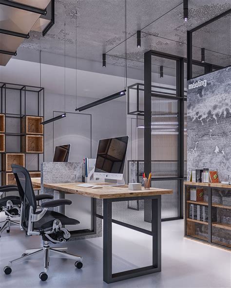 Industrial Office Studio On Behance Modern Office Lighting Industrial
