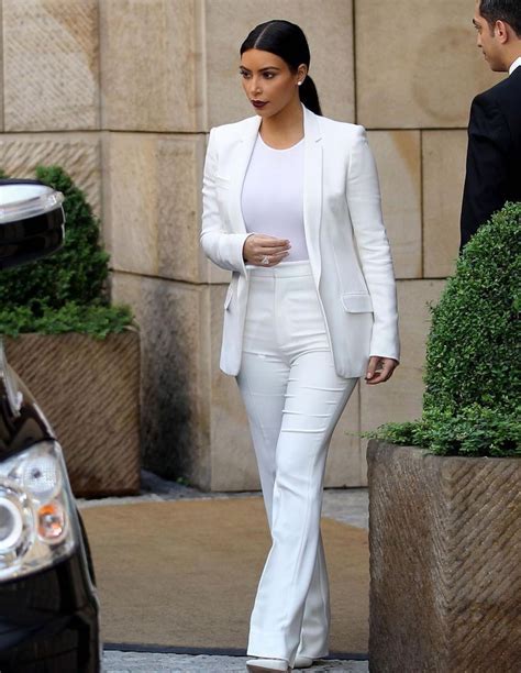 White Pant Suit Womens Formal Wear Business Casual Outfits 2020 Business Outfits Casual