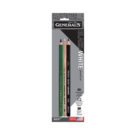 Generals Black White Pencil Set Charcoal Pencils Charcoal