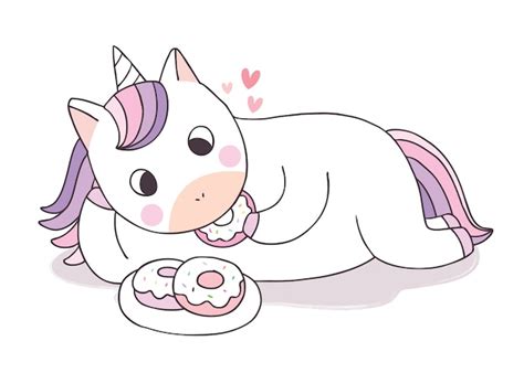 Premium Vector Cartoon Cute Unicorn Eating Sweet Dessert