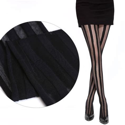 women s vintage sexy black vertical stripes pattern stretchy tights pantyhose pattern pantyhose