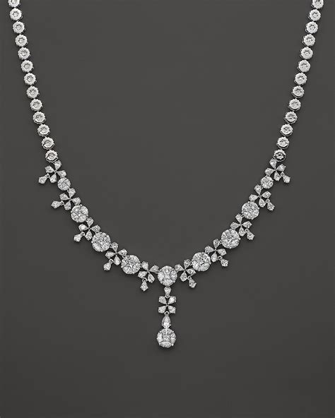 Diamond Fancy Cut Statement Necklace In 14k White Gold 1160 Ct Tw