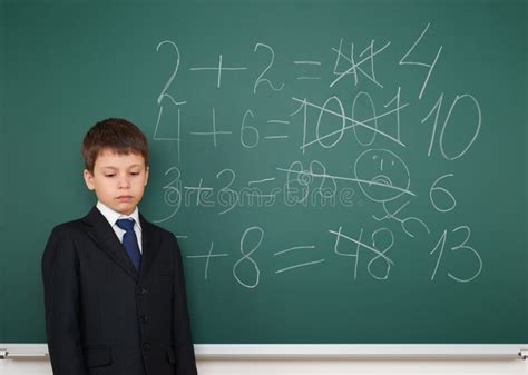 School Boy Solve Math On School Board Stock Image Image Of Lesson
