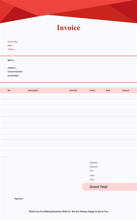Printable Invoice Template Free
