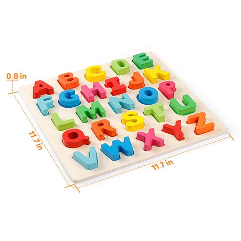 Coogam Wooden Alphabet Puzzle Abc Letters Sorting Board Blocks