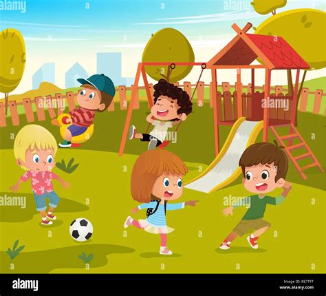 B B Jeux Pour Enfants Parc D T Vector Illustration Les Enfants