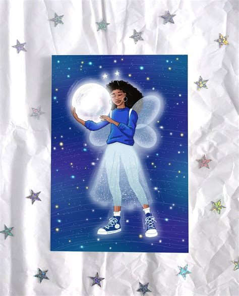 Moonlight Girl Art Print Black Girl Magic Woman New Home Etsy