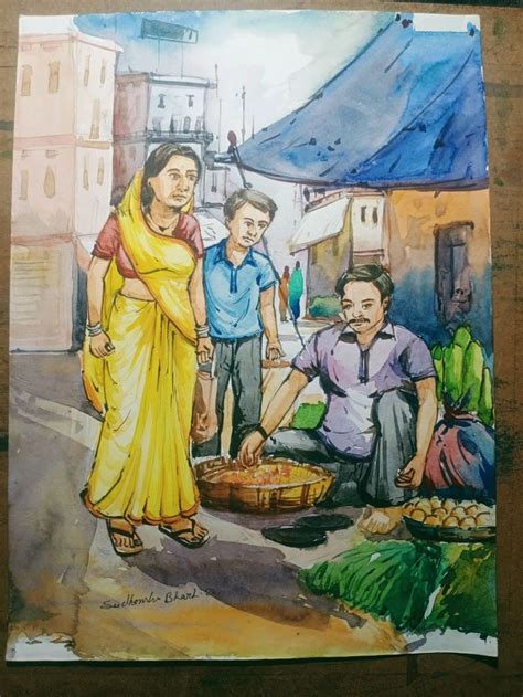 Vegetables Market Watercolor Painting Composition For Bfa Entrance Exam