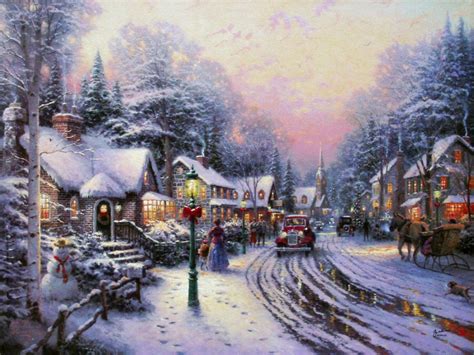 Village Christmas Christmas Cottage Viii By Thomas Kinkade 12x16