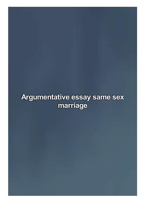 Same Sex Marriage Argumentative Essay Telegraph
