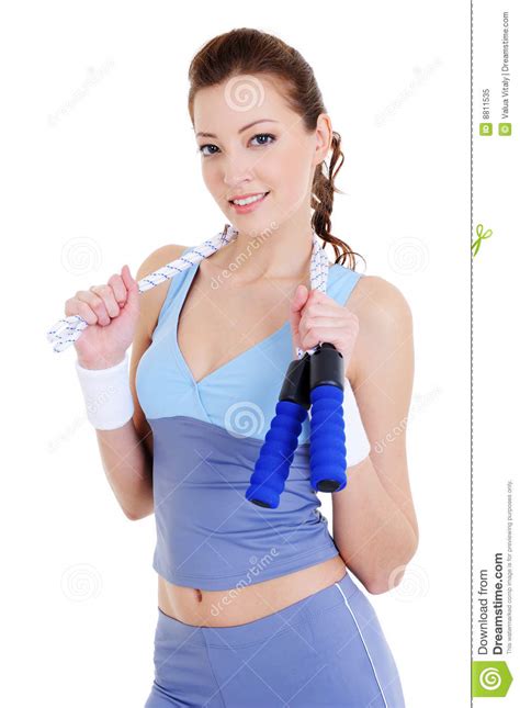 Woman Training With Jump Rope Stock Image Image Of