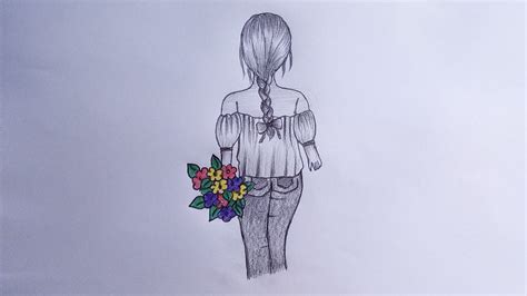 How To Draw A Girl Holding Flowers Best Flower Site