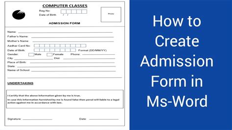 How To Create Admission Form In Ms Word I Admission Form Kaise Banaye