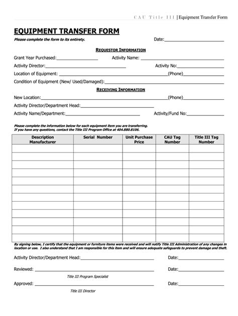 Equipment Transfer Form 2020 2021 Fill And Sign Printable Template