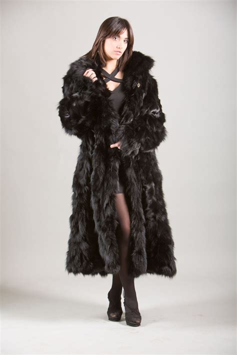 Black Fox Fur Coat 45 Length Sectional Skandinavik Fur