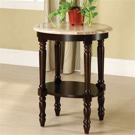 Furniture Of America Arboreta Classic Marble Oval Top Side Table