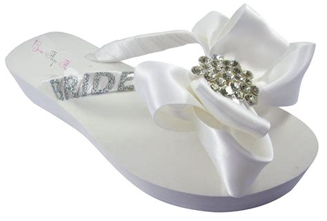bridal flip flops bride bling glitter wedge bow wedding platform rhinestone sandals satin shoes