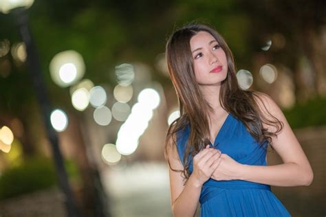 2048x1366 Depth Of Field Blue Dress Woman Bokeh Brunette Girl Asian Model Lipstick