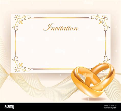 Wedding Invitation Width Golden Rings In Retro Style Perfect For