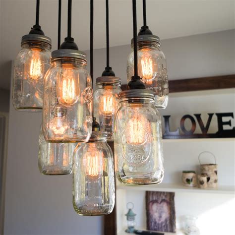 Mason Jar Chandelier Rustic Lighting Farmhouse Decor Home Inspiration