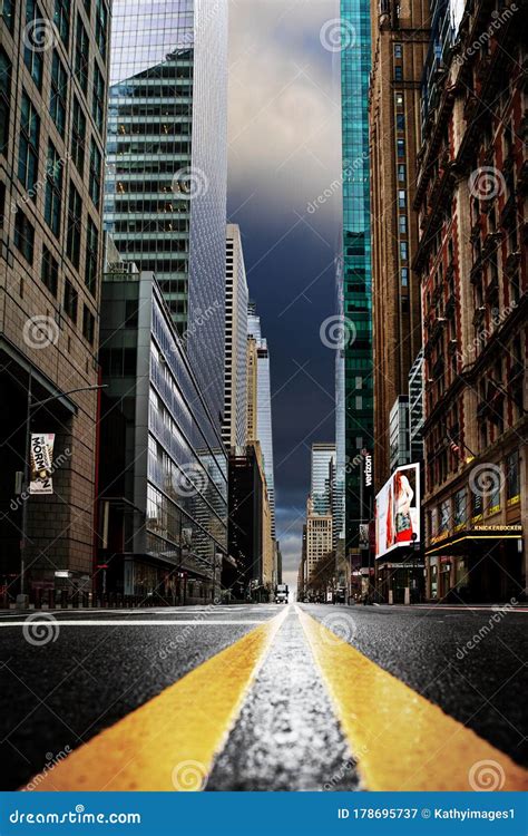Low Angle View Of 42nd Street Nyc During Covid 19 Pandemic Editorial