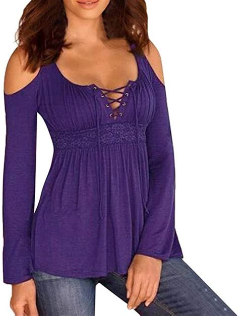 women s cold shoulder hollow out casual tunic solid blouse tops its women fashion