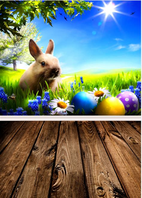 Easter April Spring Backdrop Easter Egg Rabbit Background For Photogra